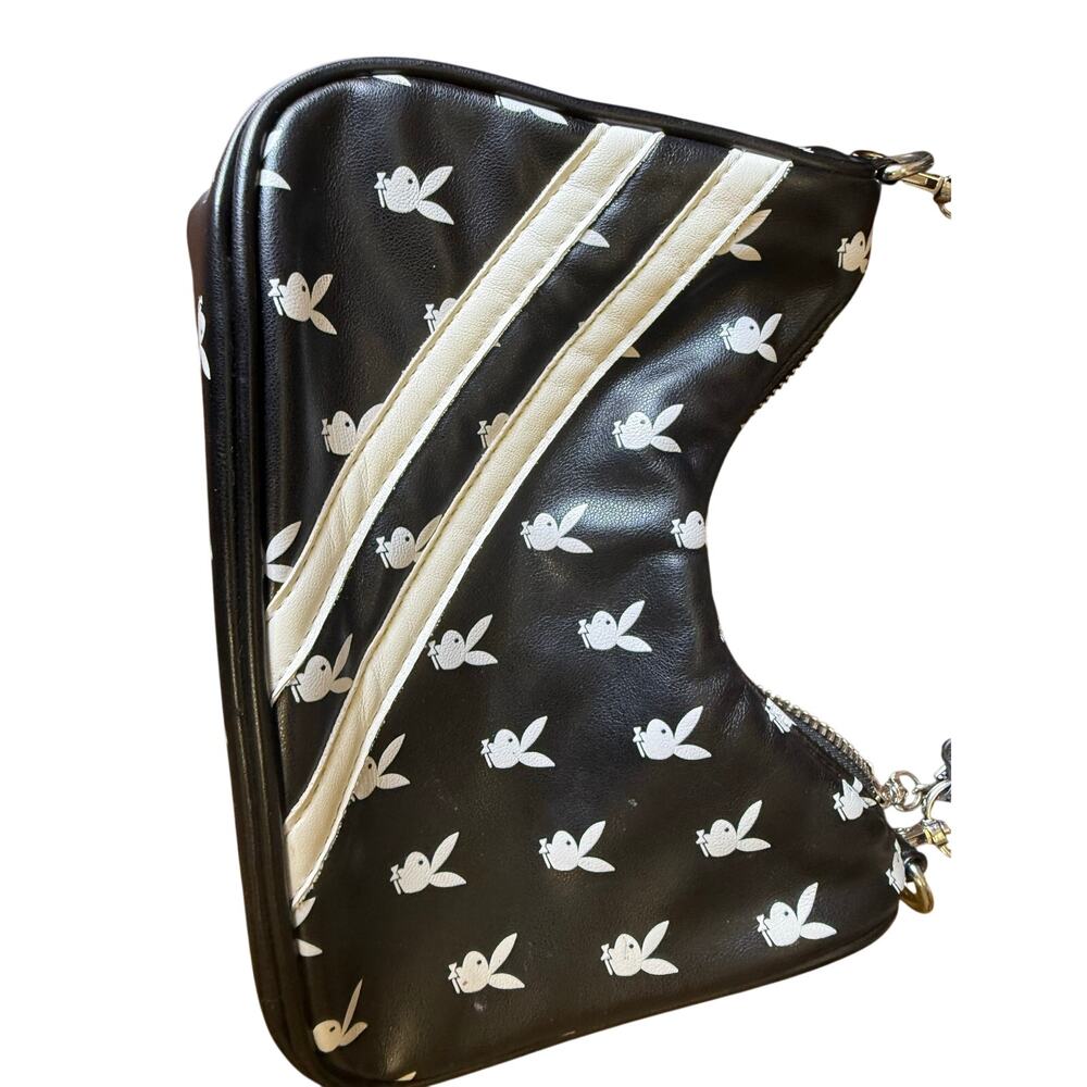 PLAYBOY Y2K BLACK AND WHITE BUNNY LOGO CROSSBODY SHOULDER BAG COIN PURSE SET - Picture 2 of 4
